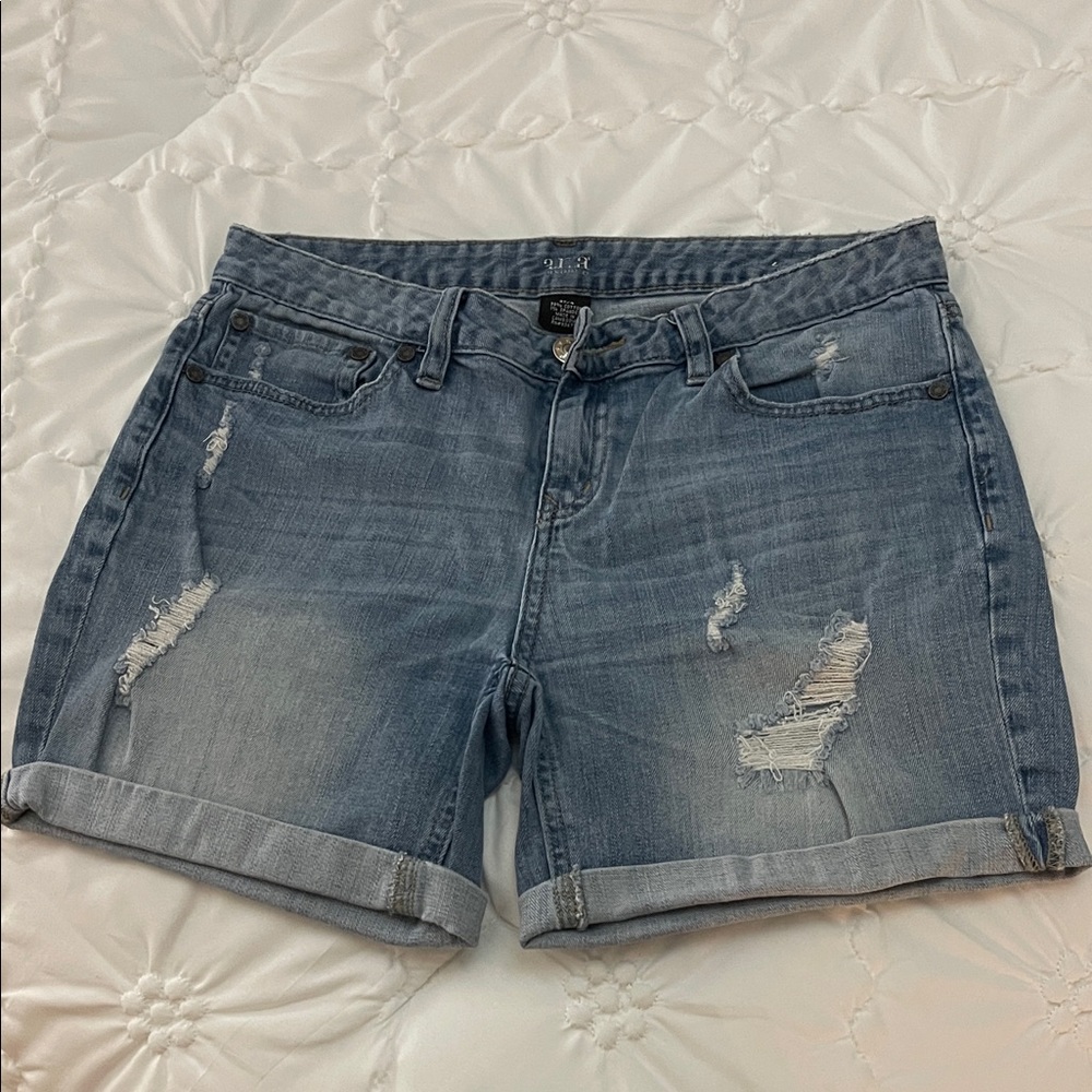 a.n.a Light Blue Distressed Jean Shorts